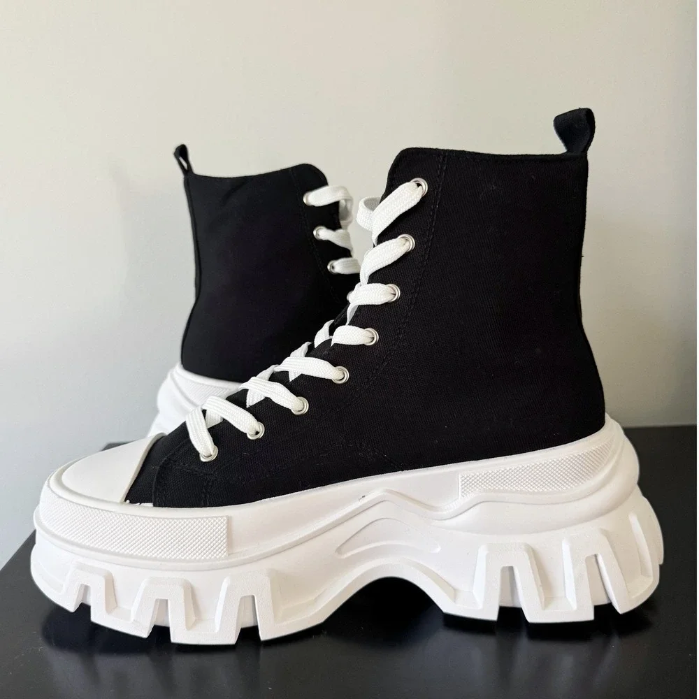 Azalea Wang Chaney Black Chunky Platform High Top Sneaker Boots Shoes Sz 10 NEW